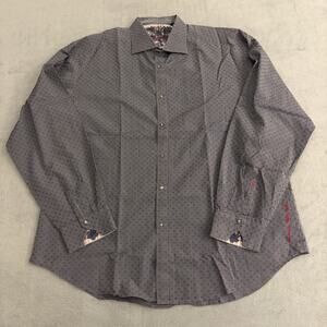 Robert Graham 2XL Gray Stripe Shirt Men Flip Cuff Pattern Classic Fit Cotton